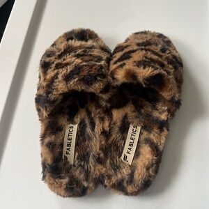 Fabletics Leopard Print Fuzzy Slippers